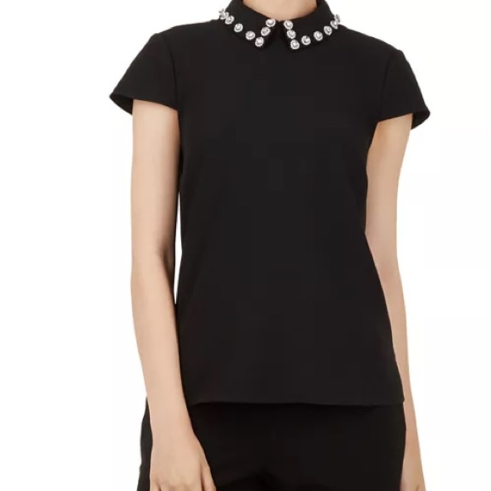 Ted Baker Black Embellished Fitted Blouse